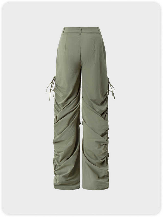 Street Taupe Wrinkled Cargo Bottom Pants