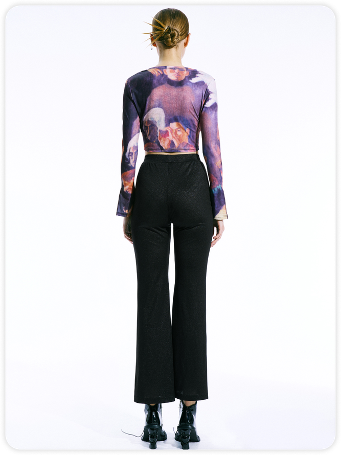 【Final Sale】Y2K Black Cut Out Lace Up Bottom Pants