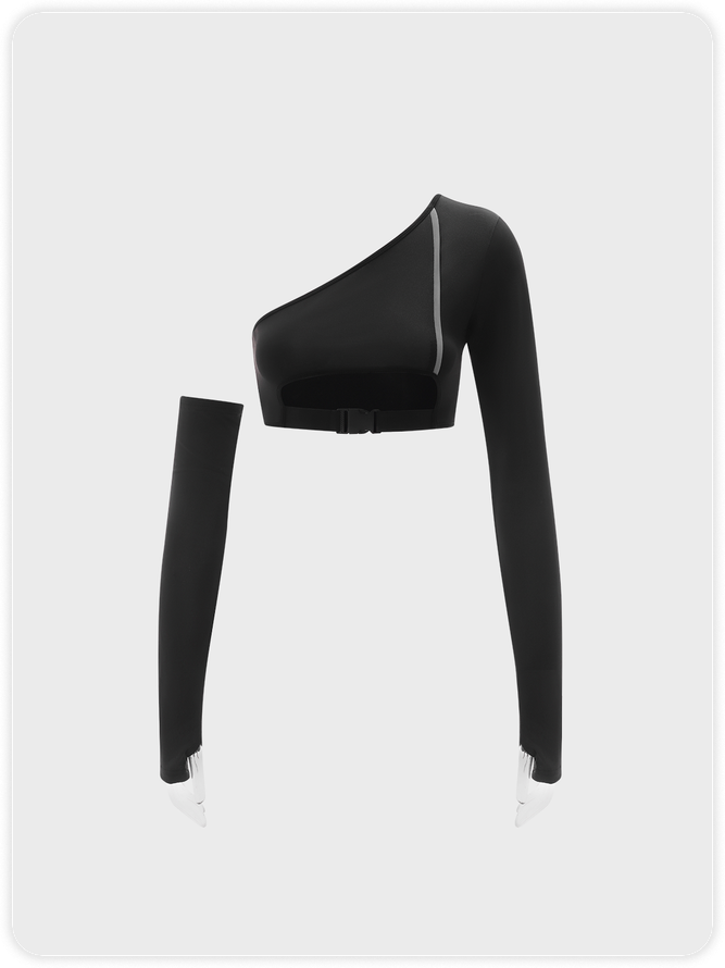 Edgy Black 3M Asymmetrical Design Cyberpunk Top Women Top