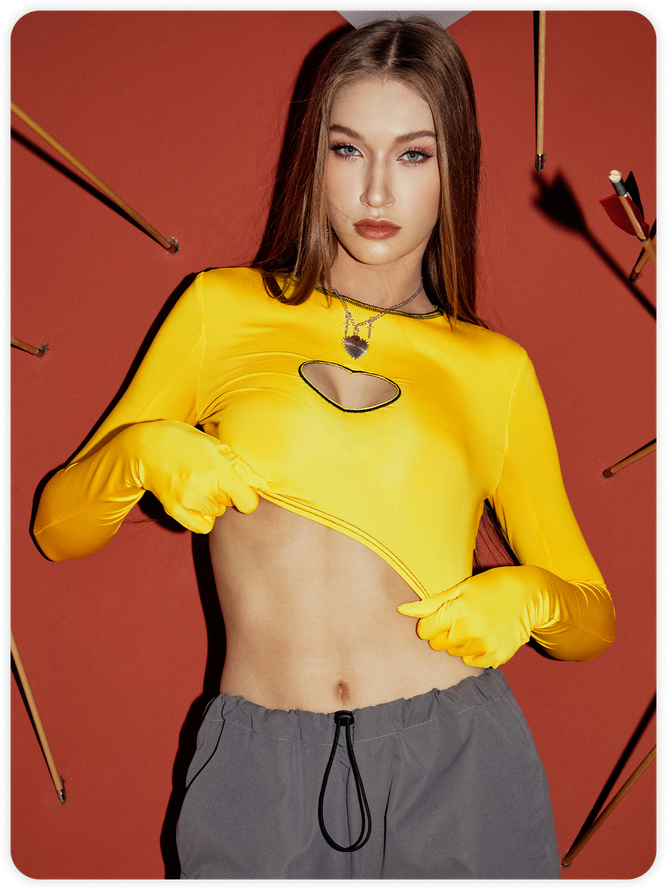 Edgy Yellow Cut Out Top T-Shirt