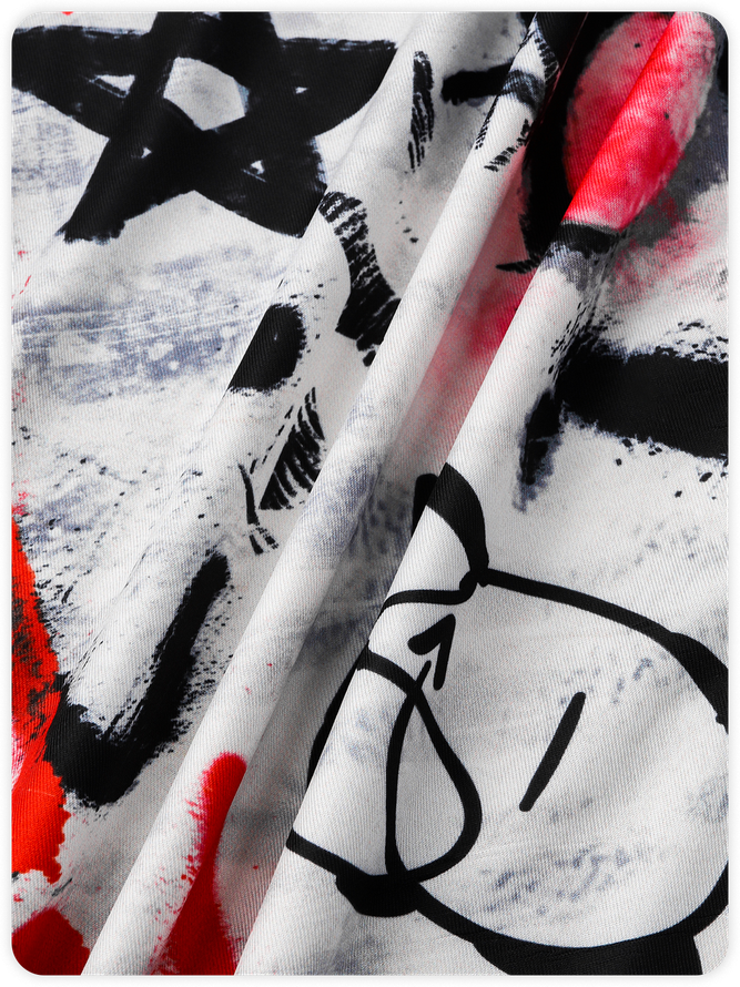 Punk White Lace-Up Design Graffiti Halloween Dress Mini Dress