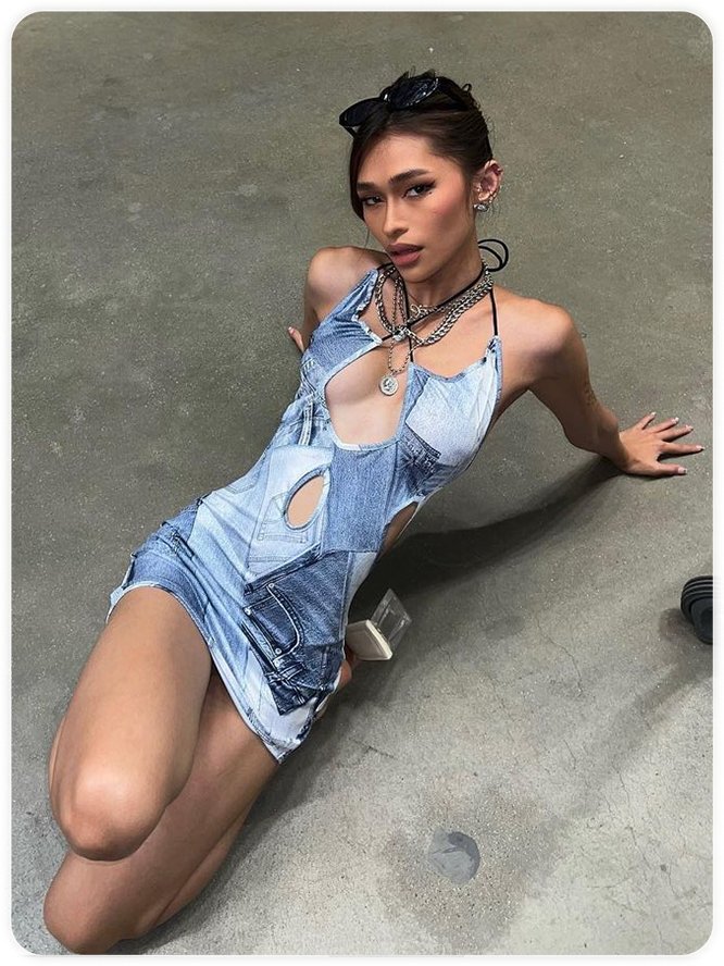【Final Sale】Blue Dress Mini Dress