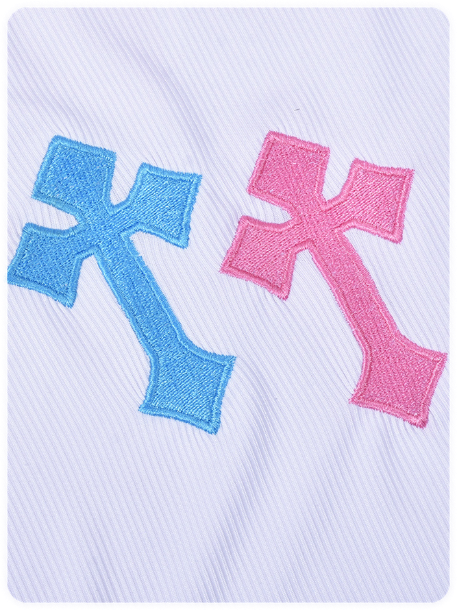 Y2K White Cross embroidery Basic Top Tank Top & Cami