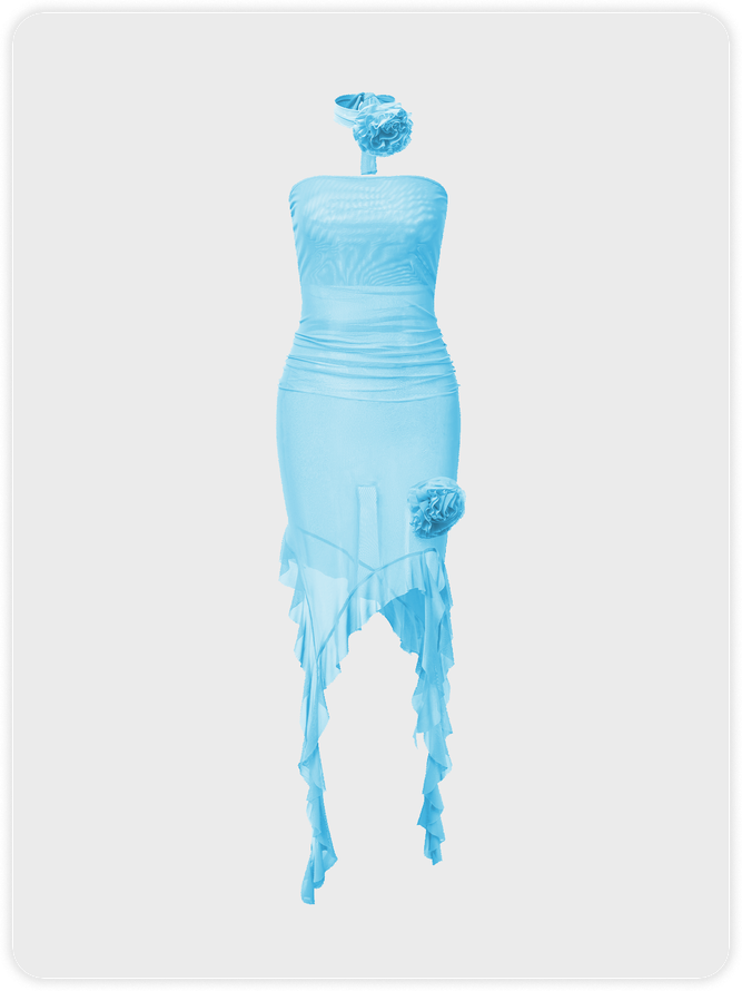 Y2k Balletcore Blue Dress Midi Dress