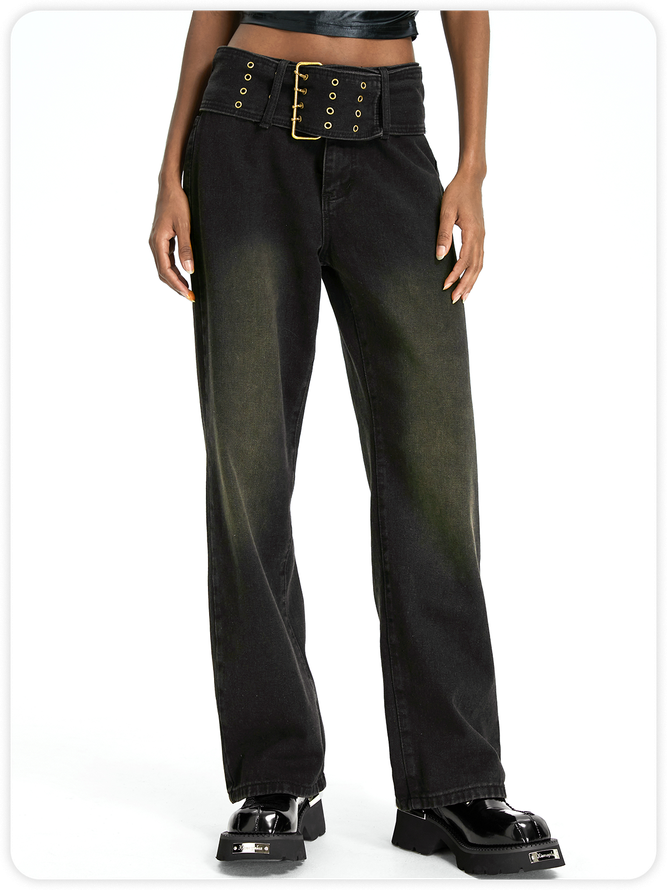 Y2k Black Bottom Jeans kollyy