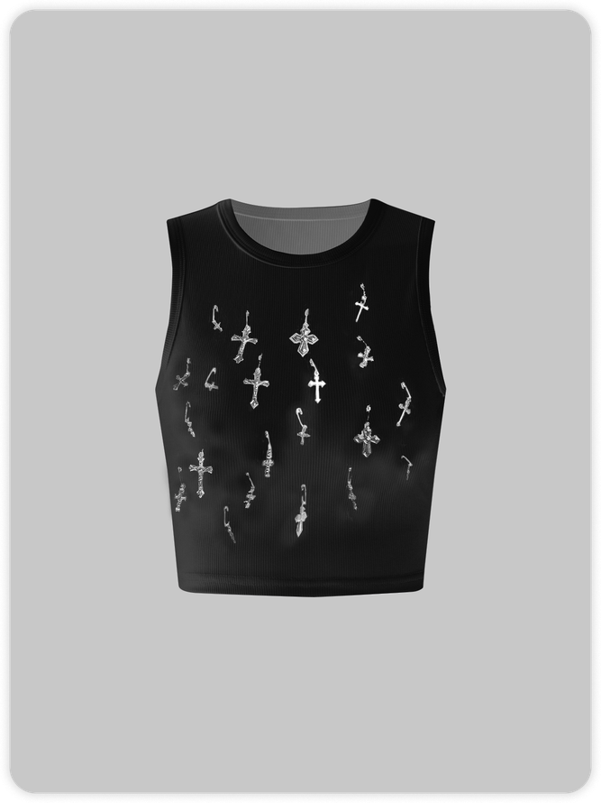 DIY Plain Tight Crew Neck Y2K Tank Top