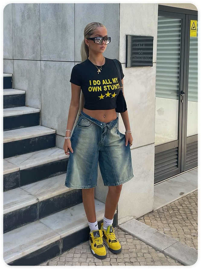 Street Black Letter print Star Top T-Shirt