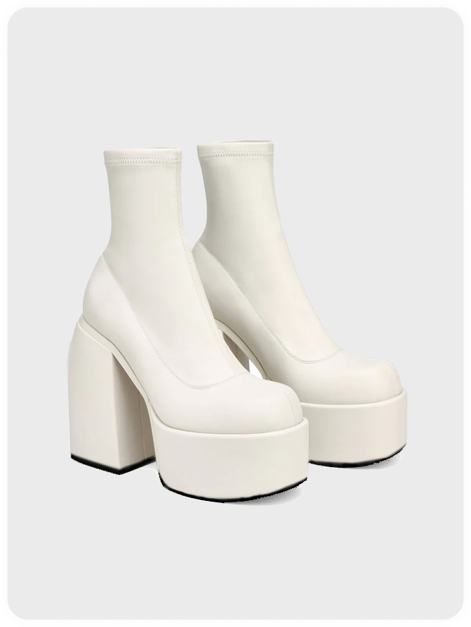 Chunky Heel Plain Y2K Sock Boots