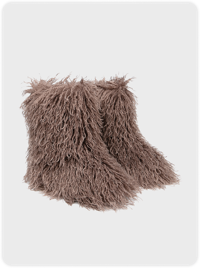 Fuzzy Faux Fur Ankle Plain Snow Boots