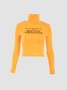 Y2K Yellow Perkins Collar Letter Top T-Shirt