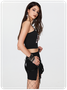 Punk Black Lace-Up Design Graffiti Halloween Top Tank Top & Cami