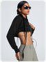 Street Black Hooded Metal Chain Top Hoodie & Sweatshirt