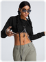 Street Black Hooded Metal Chain Top Hoodie & Sweatshirt