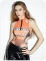 Edgy Gray Letter Lace Up Zip Cyberpunk Bodysuit