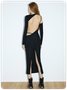 Street Black Backless Dress Midi Dress
