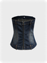 Street Blue Tube top Denim Zip up Top Women Top