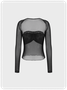 Y2k Black Mesh Patchwork Ace hem Top Women Top