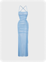 【Final Sale】Y2k Blue Mesh Double layer Dress Midi Dress