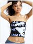 【Final Sale】Street Black Body print Cut out Top Women Top
