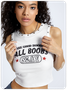 Street All boos are good boos Street White Rivet Text letters Top Tank Top & Cami