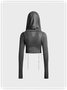 Edgy Black Hooded Cut Out Top Sweater