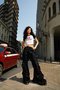Street Black Wrinkled Bottom Pants