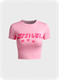 Y2k Pink Letter Star Top T-Shirt