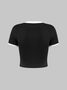 【Final Sale】Street Black-white Tchwork Colorblock Top T-Shirt