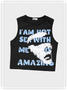 Street Black Body print Letter Top Tank Top & Cami
