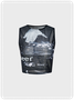 Y2k Gray Body print Mesh Top Tank Top & Cami