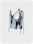 Edgy Gray Body print Cut out Asymmetrical design Top Tank Top & Cami