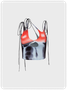 Edgy Gray Body print Cut out Asymmetrical design Top Tank Top & Cami
