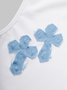 【Final Sale】Y2k White Denim cross embroidery Top Tank Top & Cami