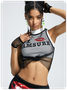 Street Black-white Double layer Fish net Top Tank Top & Cami