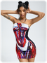 Edgy Red Body print Dress Mini Dress