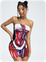 Edgy Red Body print Dress Mini Dress