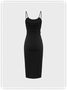 【Final Sale】Street Black Side slit Metal chain Dress Midi Dress