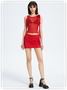 Y2k Balletcore Red 3D Rose Mesh Two-Piece Set