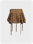 Y2k Brown Irregular hem Belt Bottom Skirt