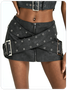 Punk Black Cross belt Metal Bottom Skirt