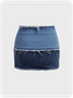 Street Blue Raw edge Denim Bottom Skirt