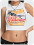 Street White Figure Letter Top Tank Top & Cami