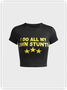 Street Black Letter print Star Top T-Shirt