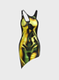 Y2k Yellow Body print Dress Mini Dress