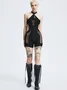 Edgy Black Cut out Back less Romper