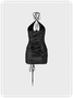 Y2k Deep Gray Cut out Wrinkled Dress Mini Dress