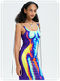 Y2k Multicolor Thermal body print Asymmetrical design Dress Midi Dress