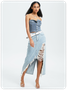 Street Blue Denim Button Top Women Top