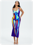 Y2k Multicolor Thermal body print Asymmetrical design Dress Midi Dress