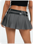 Y2K Black Pleated Double belt Bottom Skirt